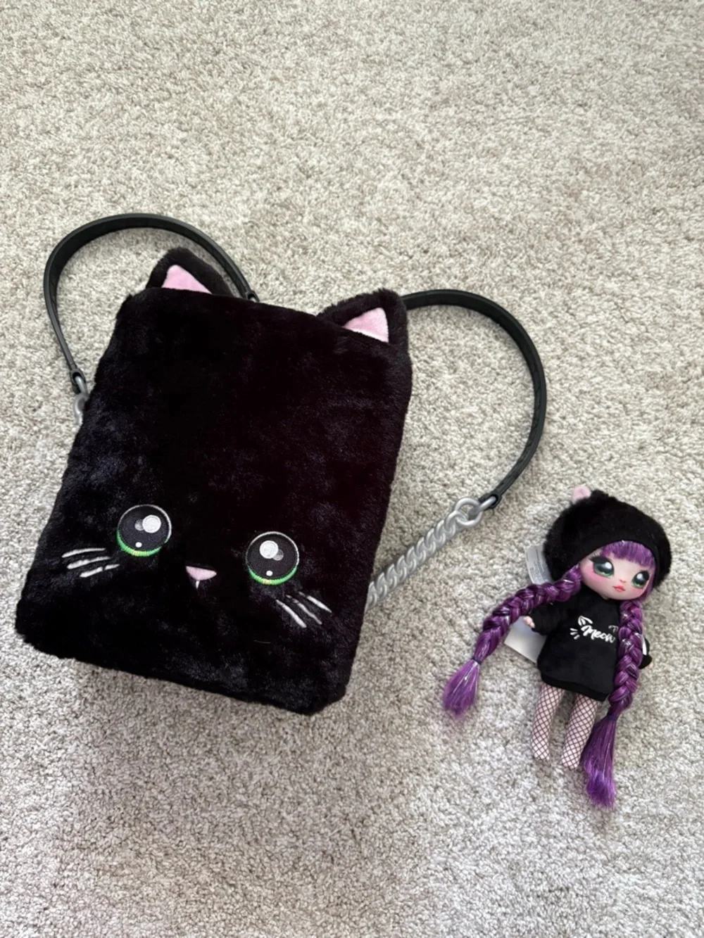 Na! Na! Na! Surprise plush Backpack Black Kitty w Limited Edition Doll Playset